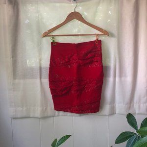 Red Lace Pencil Skirt